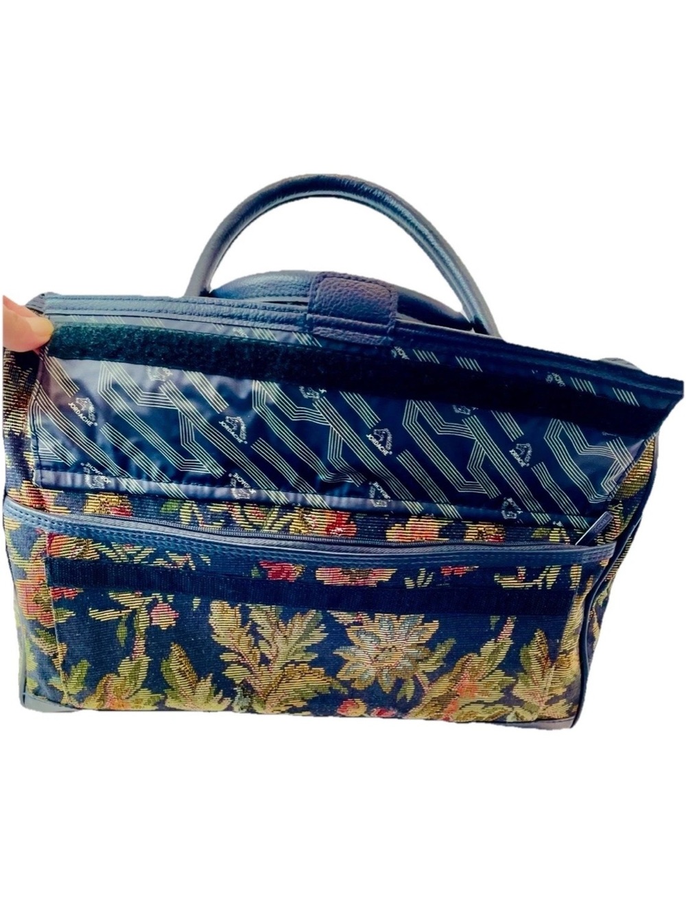JORDACHE Black Floral Tapestry Luggage Satchel Bag Weekender - Picture 4 of 14